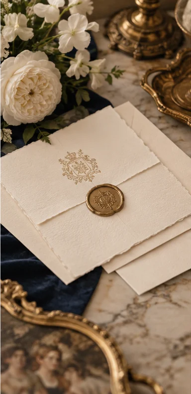 Papelería y flores de la invitación