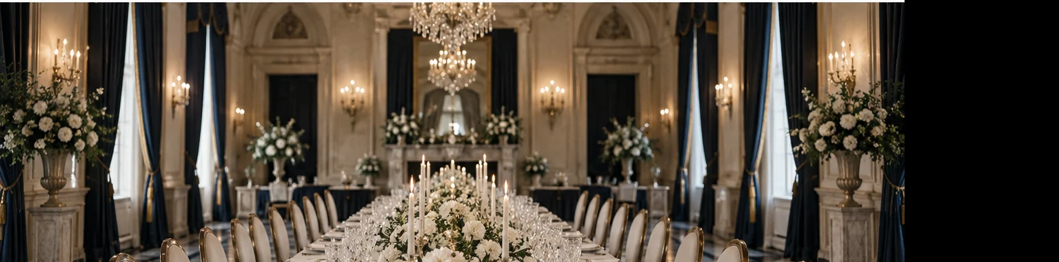 Salón clásico preparado para el banquete