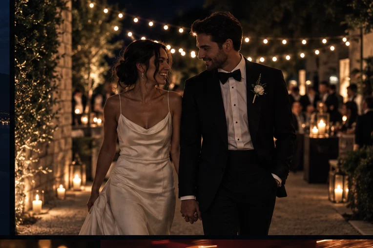 La pareja bajo las luces