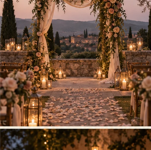 Ceremonia entre flores y velas